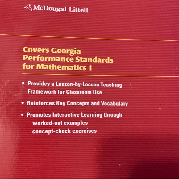 Mathematics 1 Georgia Notetaking Guide Transparencies McDougal Littell Book - Picture 3 of 16